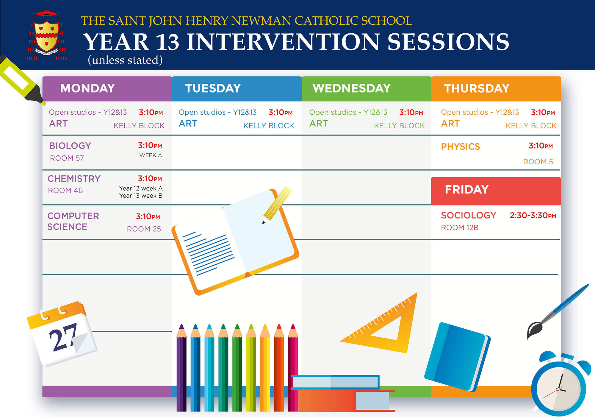 Yr 13 Intervention timetable 2023