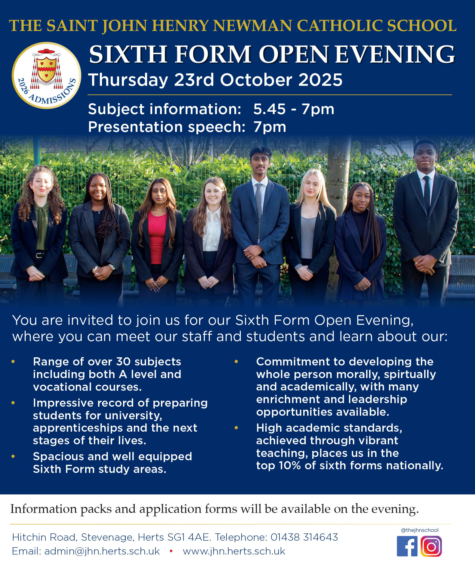 6th Form Open Eve Ad quarterpage 25